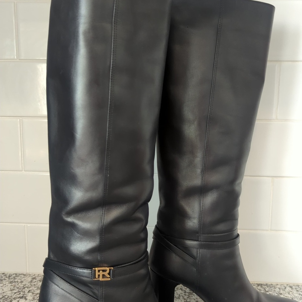 Ralph Lauren Black Leather Boots